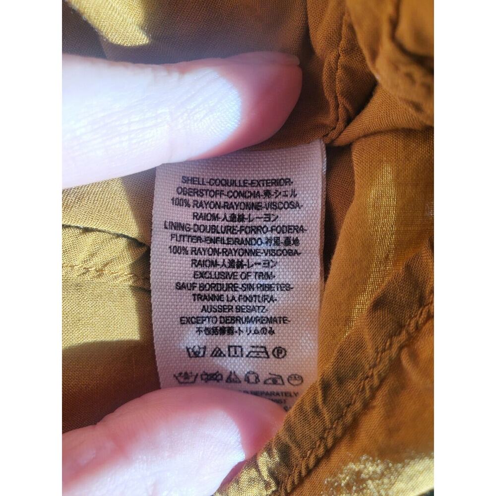Free People Lucky Loosey Floral Print Mini Dress XSmall Mustard Long Sleeve EUC - Picture 5 of 5